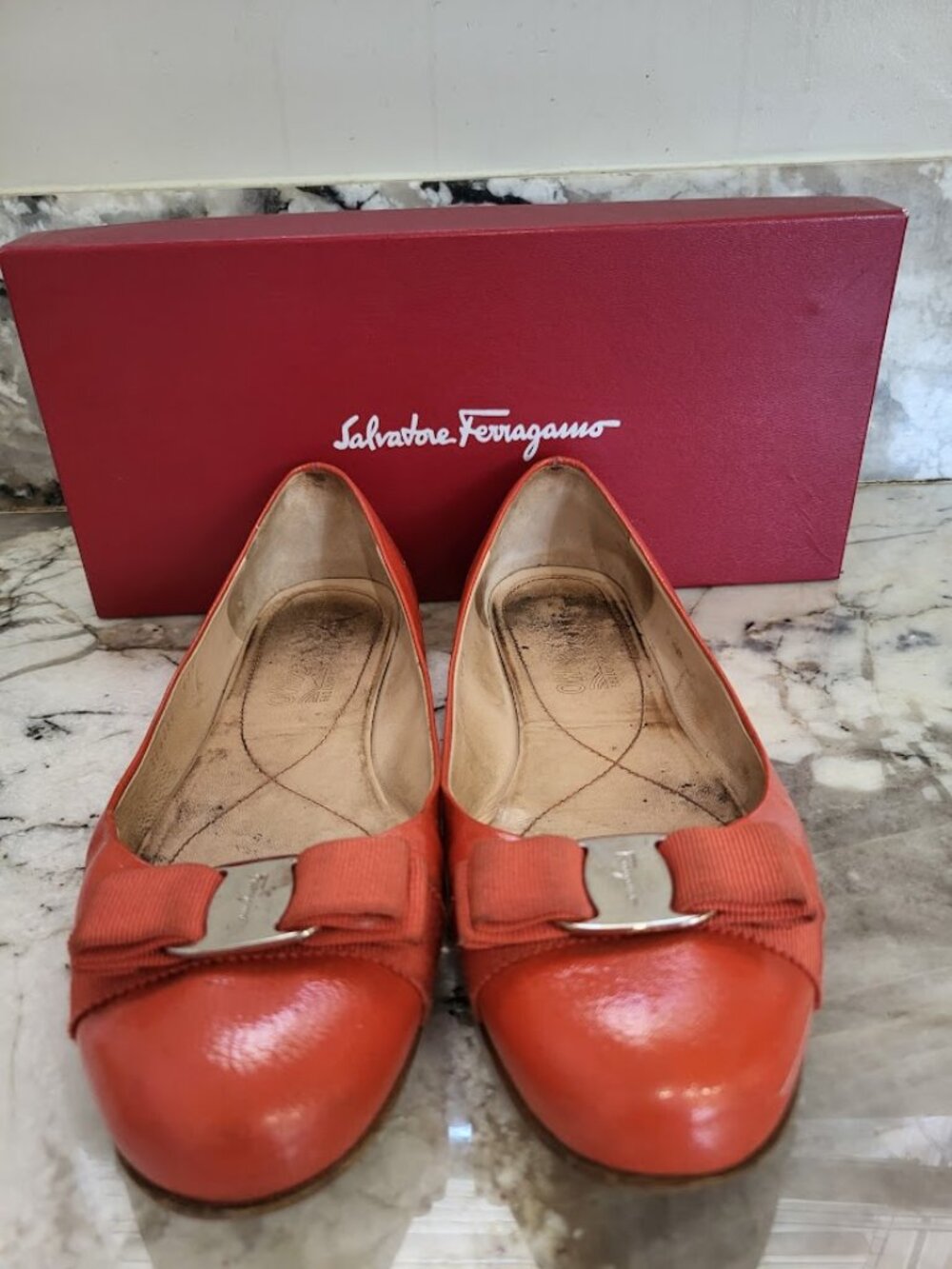 VINTAGE SALVATORE FERRAGAMO BALLET FLATS CORAL